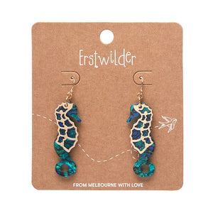 Seahorse Textured Resin Drop Earrings - Blue  -  Erstwilder  -  Quirky Resin and Enamel Accessories