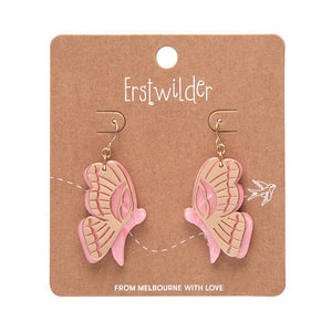 Butterfly Textured Resin Drop Earrings - Pink  -  Erstwilder  -  Quirky Resin and Enamel Accessories
