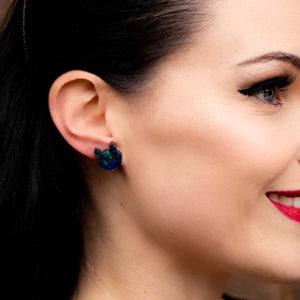 Erstwilder Essentials Cat Head Lava Resin Stud Earrings - Green EE0011-L4000