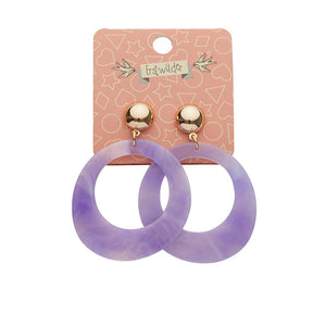 Erstwilder Essentials Statement Marble Resin Circle Drop Earrings - Purple AK1EE09