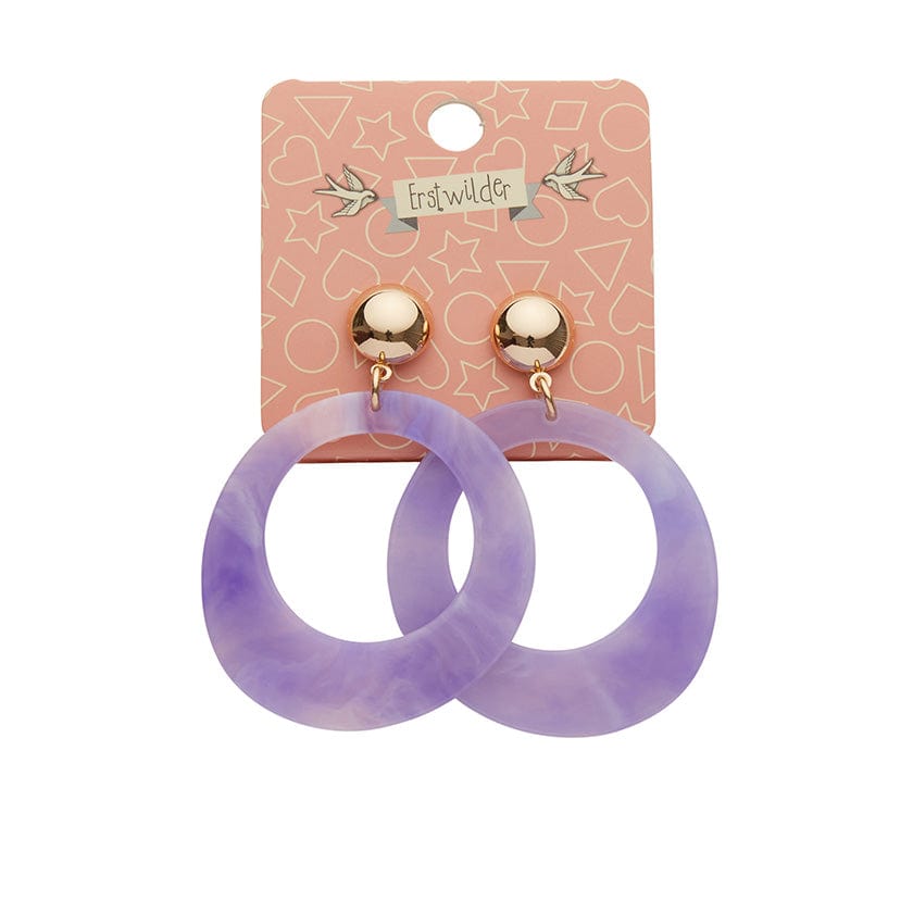 Erstwilder Essentials Statement Marble Resin Circle Drop Earrings - Purple AK1EE09