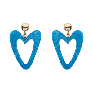Erstwilder Essentials Statement Glitter Ripple Heart Drop Earrings - Aqua AK1EE01