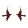 Swallow Ripple Glitter Resin Drop Earrings - Burgundy