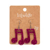 Musical Note Glitter Resin Drop Earrings - Fuchsia