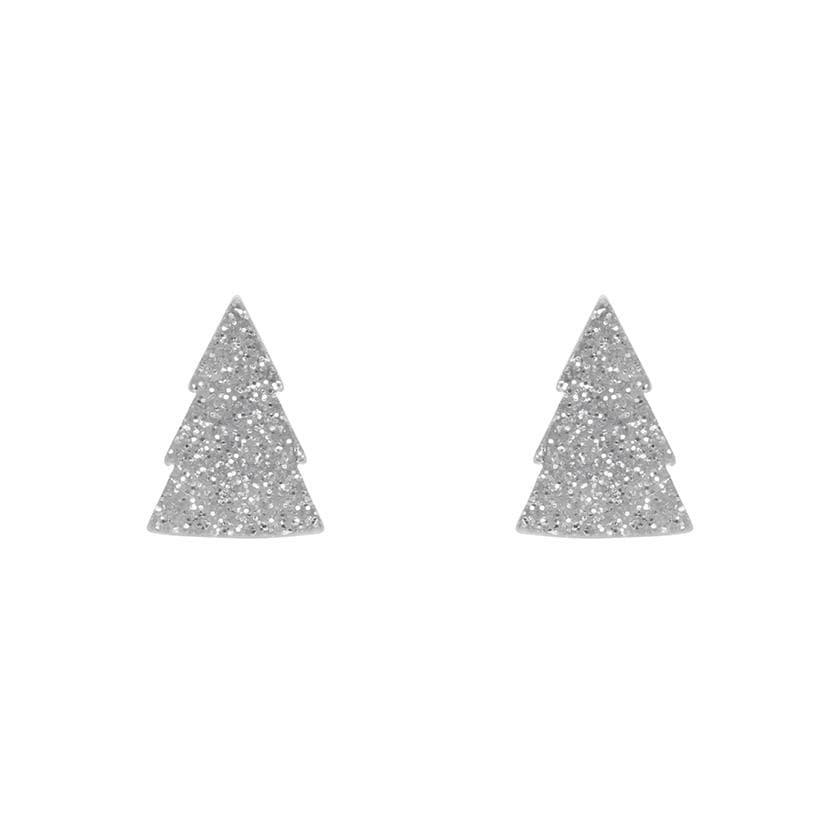 Erstwilder Essentials Tree Glitter Resin Stud Earrings - Silver EE0010-SG7200