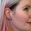 Reindeer Glitter Resin Stud Earrings - Silver