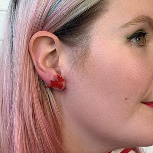Erstwilder Essentials Reindeer Ripple Resin Stud Earrings - Red EE0017-RI1000