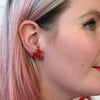 Reindeer Ripple Resin Stud Earrings - Red