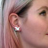 Dove Ripple Resin Stud Earrings - White