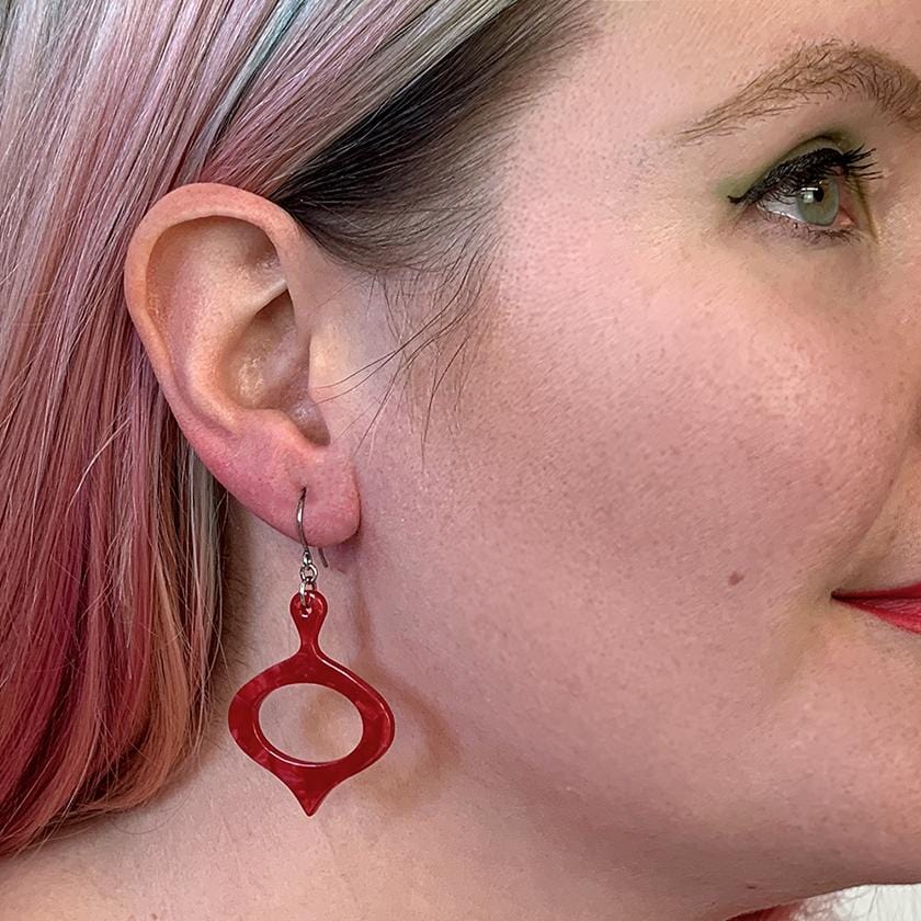 Erstwilder Essentials Bauble Ripple Resin Drop Earrings - Red EE1029-RI1000