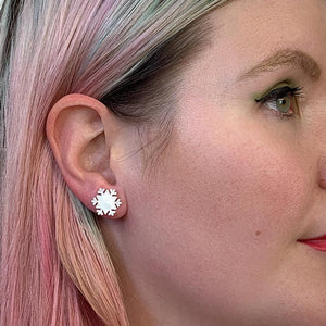 Erstwilder Essentials Snowflake - Ripple Resin Stud Earring - White EE0019-RI8000