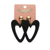 Statement Ripple Resin Heart Drop Earrings - Black