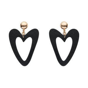 Erstwilder Essentials Statement Ripple Resin Heart Drop Earrings - Black AK1EE04