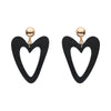 Statement Ripple Resin Heart Drop Earrings - Black