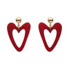 Statement Glitter Ripple Resin Heart Drop Earrings - Red