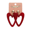 Statement Glitter Ripple Resin Heart Drop Earrings - Red