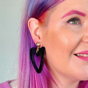 Erstwilder Essentials Statement Ripple Resin Heart Drop Earrings - Black AK1EE04