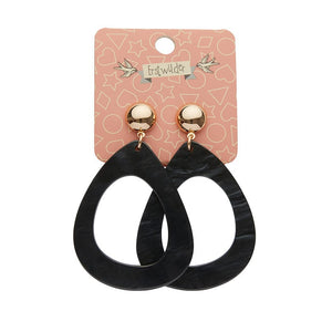 Erstwilder Essentials Statement Ripple Resin Tear Drop Earrings - Black AK1EE08