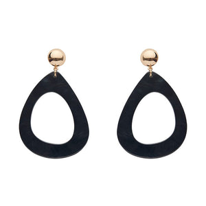 Erstwilder Essentials Statement Ripple Resin Tear Drop Earrings - Black AK1EE08