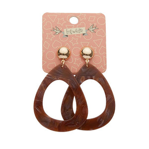 Erstwilder Essentials Statement Marble Resin Tear Drop Earrings - Brown AK1EE07