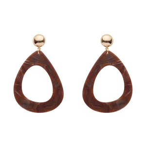 Erstwilder Essentials Statement Marble Resin Tear Drop Earrings - Brown AK1EE07