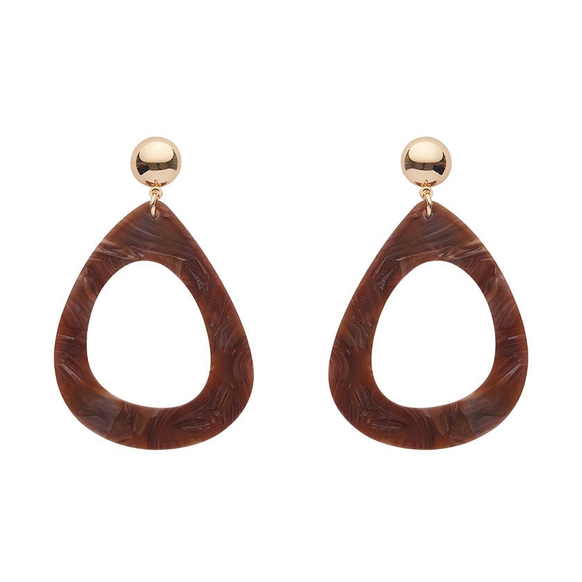 Erstwilder Essentials Statement Marble Resin Tear Drop Earrings - Brown AK1EE07