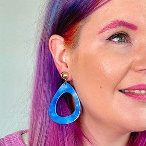 Erstwilder Essentials Statement Marble Resin Tear Drop Earrings - Blue AK1EE05