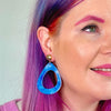 Statement Marble Resin Tear Drop Earrings - Blue