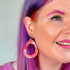 Statement Marble Resin Tear Drop Earrings - Coral