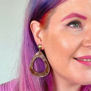 Erstwilder Essentials Statement Marble Resin Tear Drop Earrings - Brown AK1EE07