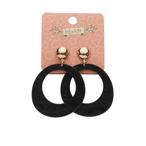 Erstwilder Essentials Statement Ripple Resin Circle Drop Earrings - Black AK1EE12