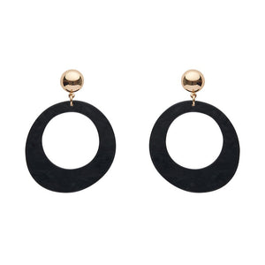 Erstwilder Essentials Statement Ripple Resin Circle Drop Earrings - Black AK1EE12