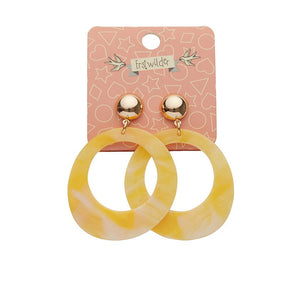 Erstwilder Essentials Statement Marble Resin Circle Drop Earrings - Yellow AK1EE11