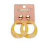 Statement Marble Resin Circle Drop Earrings - Yellow