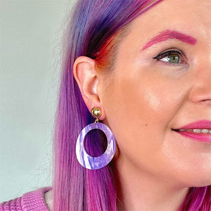 Erstwilder Essentials Statement Marble Resin Circle Drop Earrings - Purple AK1EE09