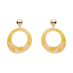 Erstwilder Essentials Statement Marble Resin Circle Drop Earrings - Yellow AK1EE11