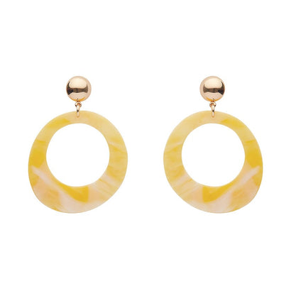 Erstwilder Essentials Statement Marble Resin Circle Drop Earrings - Yellow AK1EE11