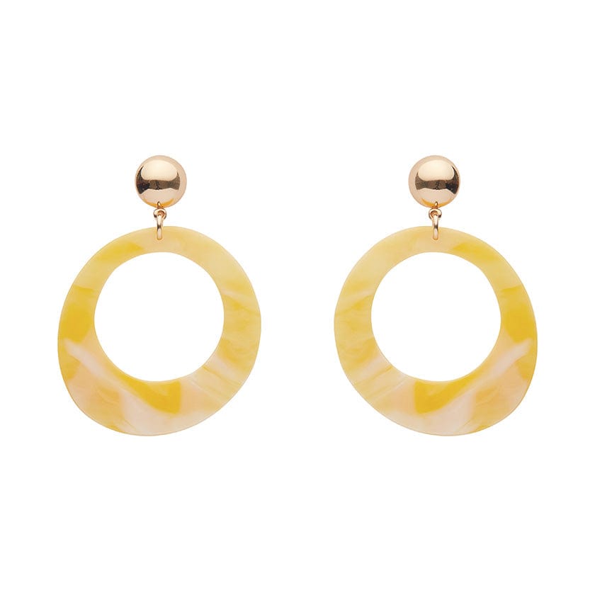 Erstwilder Essentials Statement Marble Resin Circle Drop Earrings - Yellow AK1EE11