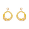Statement Marble Resin Circle Drop Earrings - Yellow