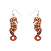 Seahorse Textured Resin Drop Earrings - Orange