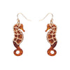 Seahorse Textured Resin Drop Earrings - Orange