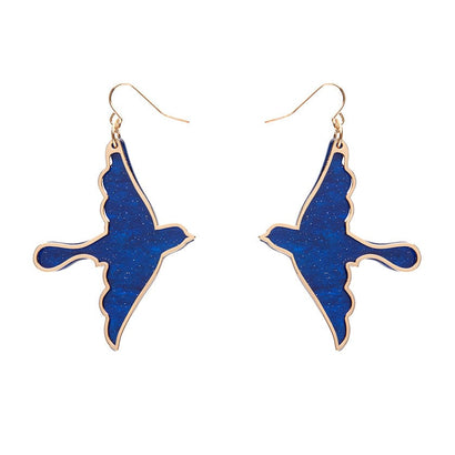 Swallow Ripple Glitter Resin Drop Earrings - Blue  -  Erstwilder  -  Quirky Resin and Enamel Accessories