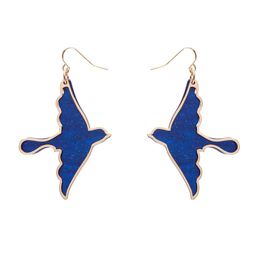 Swallow Ripple Glitter Resin Drop Earrings - Blue  -  Erstwilder  -  Quirky Resin and Enamel Accessories