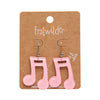 Musical Note Glitter Resin Drop Earrings - Pink