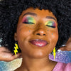 Lightning Bolt Glitter Resin Drop Earrings - Yellow