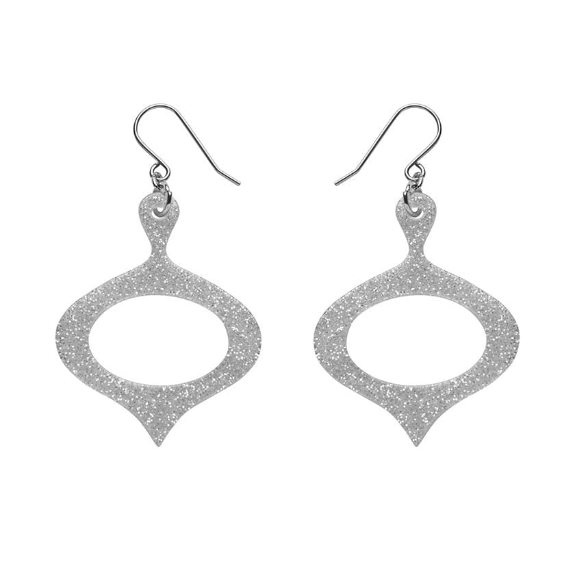 Erstwilder Essentials Bauble Glitter Resin Drop Earrings - Silver EE1029-SG7200