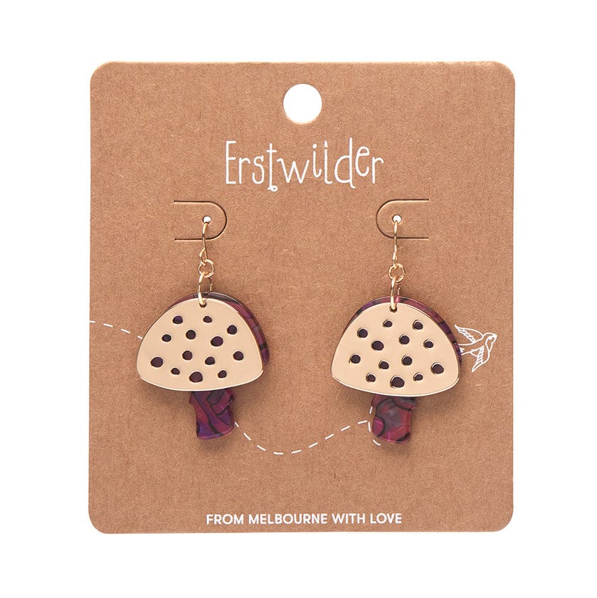 Mushroom Textured Resin Drop Earrings - Pink  -  Erstwilder  -  Quirky Resin and Enamel Accessories