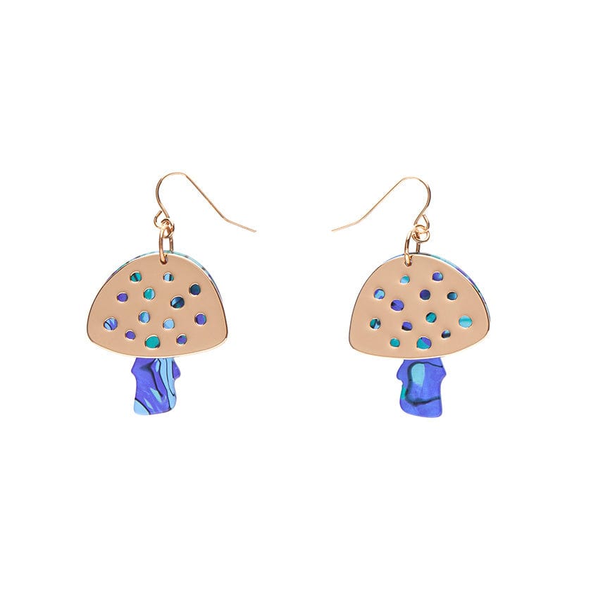 Mushroom Textured Resin Drop Earrings - Blue  -  Erstwilder  -  Quirky Resin and Enamel Accessories