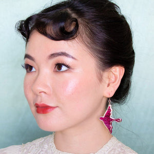 Swallow Ripple Glitter Resin Drop Earrings - Burgundy  -  Erstwilder  -  Quirky Resin and Enamel Accessories