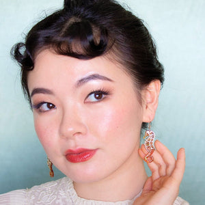 Seahorse Textured Resin Drop Earrings - Orange  -  Erstwilder  -  Quirky Resin and Enamel Accessories